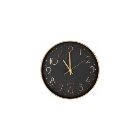 Moderne, geräuschlose Quarz-Wanduhr 25 cm, runde Wanduhr mit übergroßen Ziffern (Roségold)