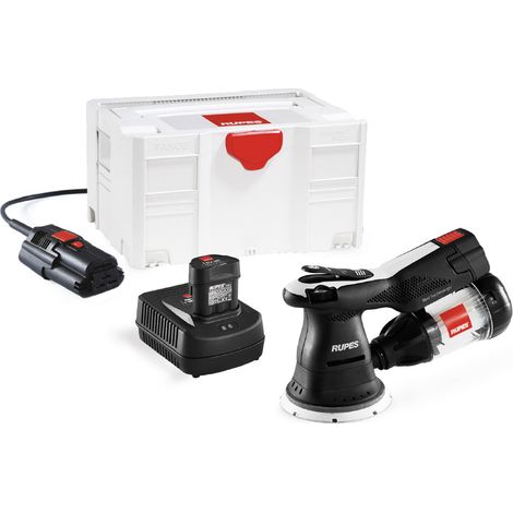 Kit mini ponceuse orbitale diamètre 125 mm avec 2 batteries + Chargeur + Bloc d'alim rechargeable + Filtre green tech + Systainer - RUPES - HSR73/BLX (1/4)