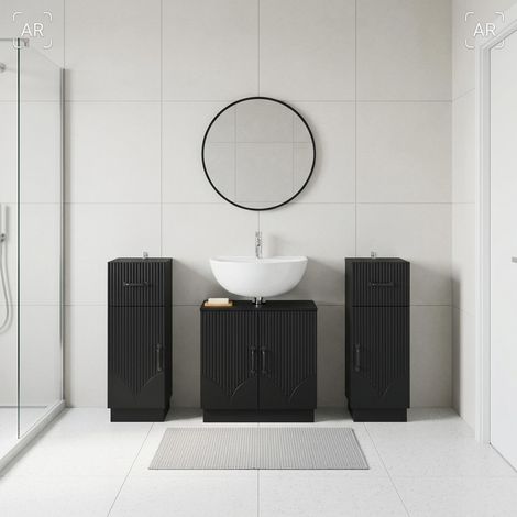 vidaXL Ensemble de meuble de salle de bain 3 pièces HOORN Noir (1/5)