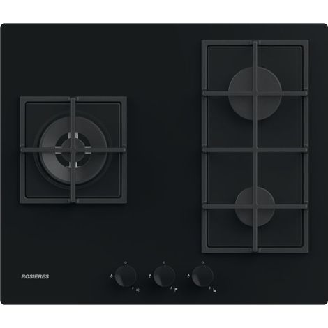 Rosieres – Plaque de cuisson gaz 3 foyers – Brûleur double couronne 4500W – Allumage 1 main – Pour cuisson soutenue (1/3)