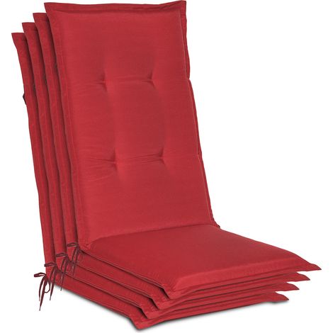 Beautissu 4er Set Hochlehner Auflagen Loft HL 120x50x6cm Rot
