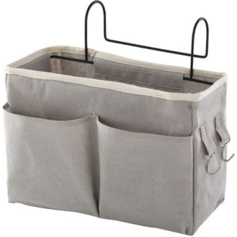 1 Piece (Gray) Bed Pocket, Waterproof Canvas Bed Shelf Organizer Hanging Bedside Basket, Bed Pocket for Home Office School (1/5)