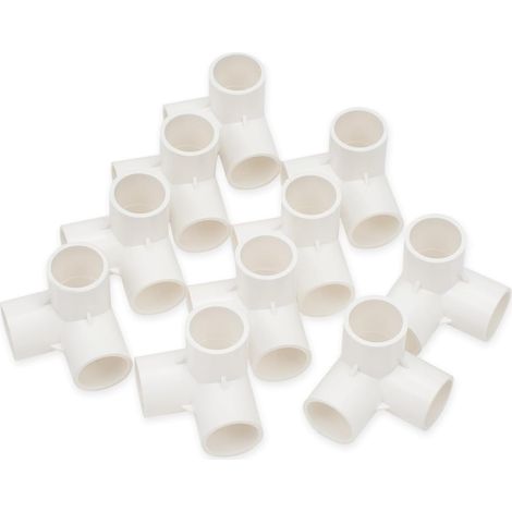 10 Stück 20 mm (1/2 Zoll) 3-Wege-T-Stück, kubisches PVC-U-Kniestück, Anschlussstück für Gartenwasserrohre (1/4)