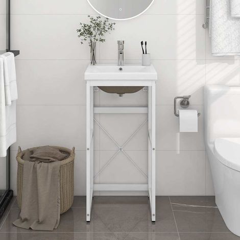 vidaXL Estructura de baño con lavabo incorporado hierro blanco (1/5)