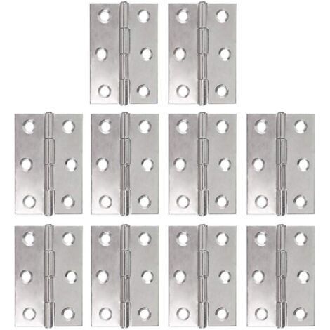 Confezione da 10 cerniere a pianoforte in acciaio inossidabile Ahlsen, cerniere pieghevoli, striscia per cerniere di porte e mobili, cerniera da 48 mm con 6 fori di fissaggio, connettori per fioriere (1/5)