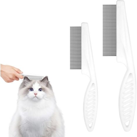 Peigne pour chiens et chats, peignes à dents longues et courtes en acier inoxydable, peignes de toilettage autonettoyants durables avec bouton de déverrouillage, peigne anti-puces pour la perte (1/4)