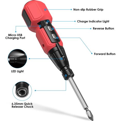 Tournevis électrique rechargeable USB, outil de réparation portable pour la maison avec lumières LED (1/4)