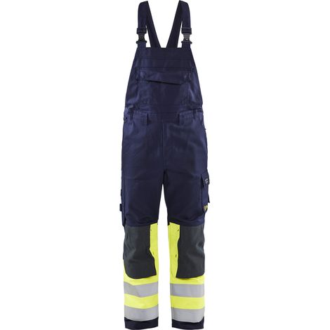 Mono de trabajo multinormes 2607 - Azul marino/amarillo fluorescente 56C