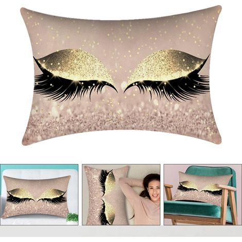 Taie d'oreiller à cils brillants 3050cm pour canapé, lit, voiture, coussin lombaire (N) (1/5)