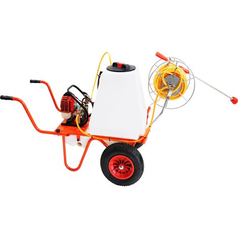 Chariot élévateur Sulfator Moteur à essence 4 temps et Capacité 100 litres, Avec 2 Roues et Enrouleur - Bricoferr