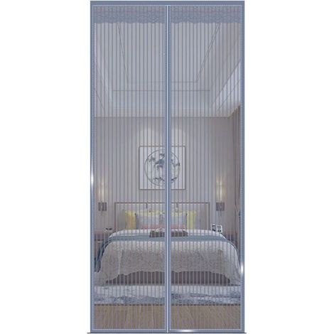 Screen Doors Curtains, Full Frame Hook and Loop Heavy Duty Fiberglass Mesh Net Magnetic Screen Door Screen Doors with Magnets (Color : Gray, Size : 80x200cm(31x79 inch))