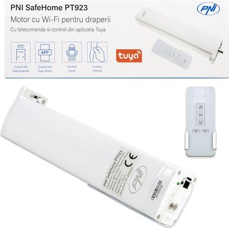 Moteur intelligent pour rideaux - PNI - PT923 - WiFi - Télécommande incluse - 50 kg max (1/4)