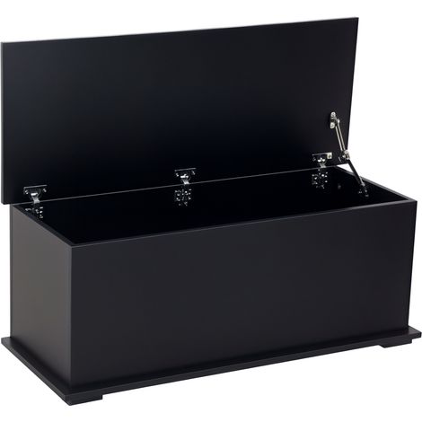 Coffre de rangement coffre à jouets grande capacité de rangement charnière verrouillée en bois 100 x 40 x 40 cm noir (1/5)