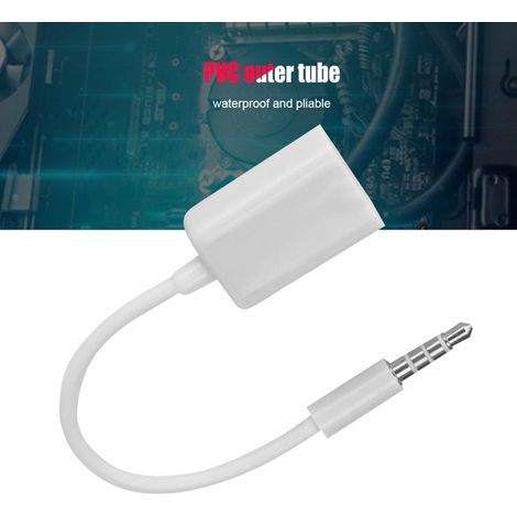 Prise audio AUX 3,5 mm (1/8 pouce) Adaptateur femelle vers USB femelle 14 cm / Longueur 5,5 pouces Prise auxiliaire mâle 3,5 mm vers câble convertisseur USB pour audio de voiture/disque U externe