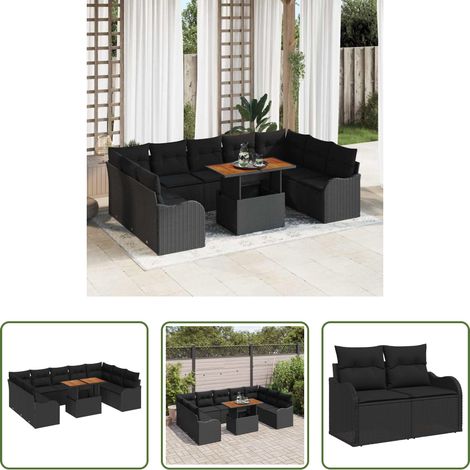 Gartenmöbel - Garten-Sofa-Set mit Speicher 10 pcs Schwarz Poly Rattan (1/5)