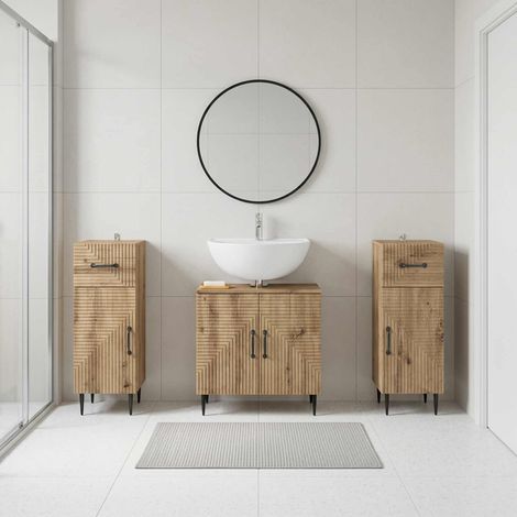 vidaXL 3 Piece Bathroom Cabinet Set HAARLEM Artisan Oak (1/5)
