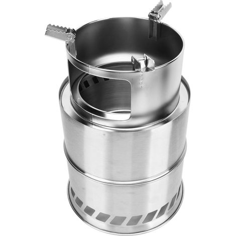 Poêle à bois portable pliable pour camping, chauffage de tente, randonnée et barbecue en acier inoxydable avec housse. (1/5)