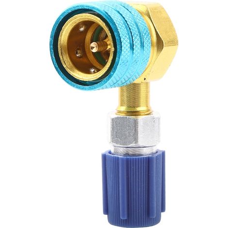 Adaptateur climatisation auto Tovbmup, raccord rapide R1234YF vers R134A, coudé à angle droit, aluminium, universel pour recharge AC (1/5)