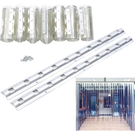 Lot de 7 rideaux à rayures en PVC transparent imperméable avec support pour entrepôts, usines, supermarchés, centres commerciaux, entrepôts, portes d'entreprise (1/5)