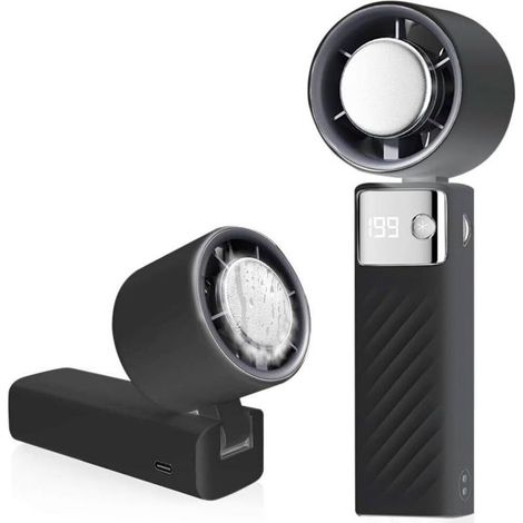 Ventilateur portable, mini ventilateur rechargeable 5000 mAh, petit ventilateur turbo silencieux à vitesse réglable (1 à 199), ventilateur de refroidissement pour camping, sport, voyage (noir)