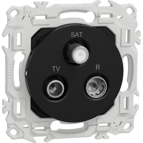 Prise TV + FM + SAT coaxiale Noir onyx Schneider Odace (1/3)