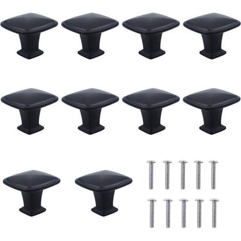 Poignées de tiroir noires x10, bouton de meuble 30 mm, poignée à trou unique pour porte, tiroir et placard, cuisine, chambre enfant, finition brillante pour appareils électroniques (1/5)