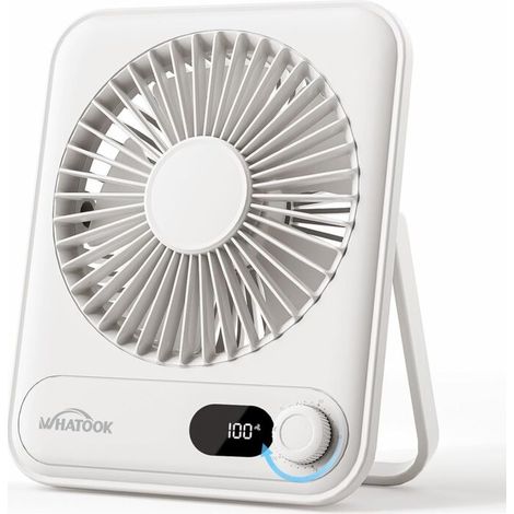 Ventilateur de table USB silencieux : régulateur en continu 1 à 100. batterie 5000 mAh. ventilateur rechargeable avec charge rapide et affichage LED. ventilateur compact portable pour bureau (1/5)