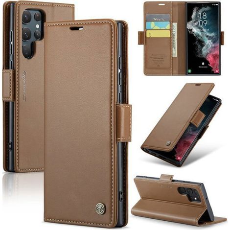 Coque Folio Pour Samsung Galaxy S22 Ultra - Portefeuille RFID Intégré - Cuir PU Et Doublure TPU - Support Horizontal - Fermeture Magnétique - 1 Pièce