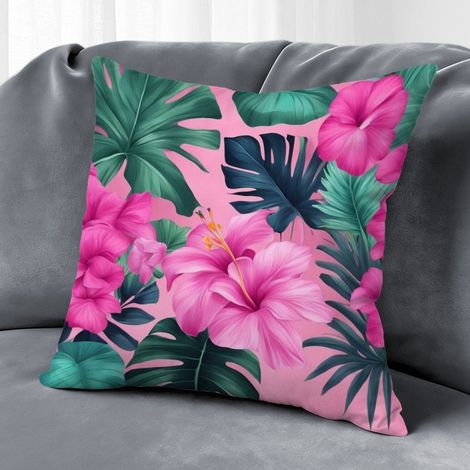 Housse de coussin fleurs jardin, décoration canapé extérieur,50×50cm (1/5)