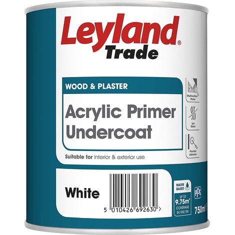 Leyland Trade Acrylic Primer Undercoat Paint - White - 750ml