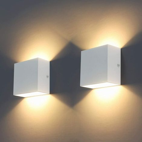 Appliques murales LED, Lamp mural moderne intérieur 2Pcs allumant 6W LED Applique murale 3000K haut et bas lampe de mur pour le salon, chambre à coucher, couloir [Classe énergétique A++] (1/5)