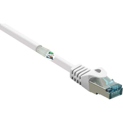 Câble réseau RJ45 CAT 6a S/FTP 15 m blanc ignifuge avec cliquet – RF-5047448 S524512 (1/4)