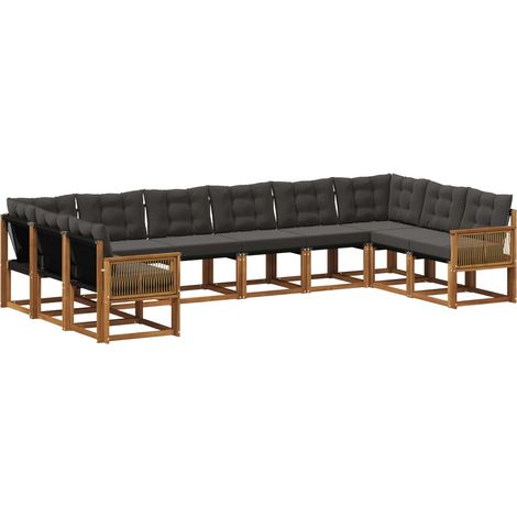 Outdoor Sofa Set 10 pcs Natural and Black vidaXL (1/5)
