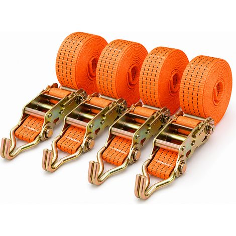 Sangles à Cliquet 4 Pièces pour Remorque Orange 6 m 2000 kg (1/5)