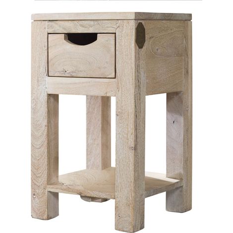 Beistelltisch Akazie 29x29x50 white stone getüncht NATURE WHITE 30