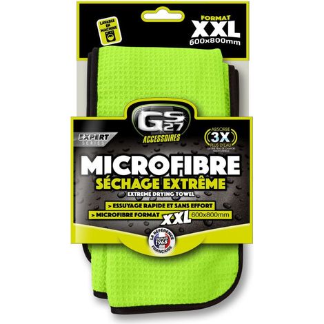Chiffon microfibre séchage extrême XXL 600 x 800mm – Absorption rapide des gouttes – Évite les traces de séchage – Gs27 (1/3)