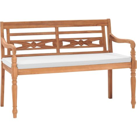Banco Batavia con cojines 120 cm teca vidaXL (1/6)