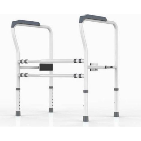 Barre d’appui WC réglable en hauteur sans perçage, cadre de toilette antidérapant en acier carbone, ventouses, support 150 kg (1/5)