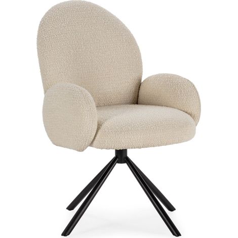 Chaise de bureau en tissu bouclette et métal - Écru - DOURO (1/5)