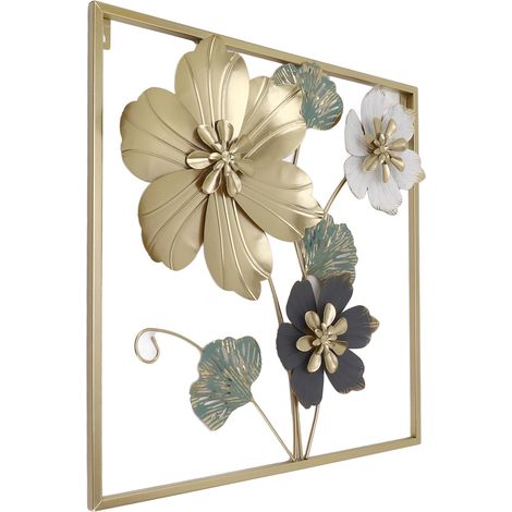 Metallwanddekoration mit Blumenmotiv, handbemalte Wandskulptur mit Blumenmotiv für Flur, Schlafzimmer, Wohnzimmer, Büro, Hotel (1/5)