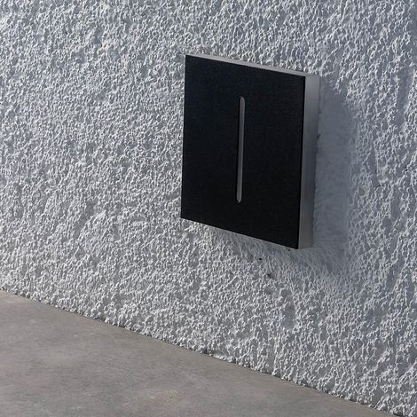 LED Treppenleuchte IP44 eckig schwarz - Lichtfarbe: Warmweiß 1,5W - Lichtaustritt: Fokus (1/5)