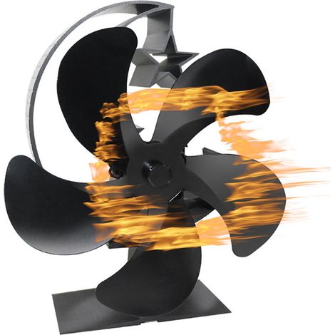 Ventilatore a 5 pale per stufa a legna, flusso d'aria orizzontale, ventilatore a calore per stufe a legna/tronchi/gas/pellet