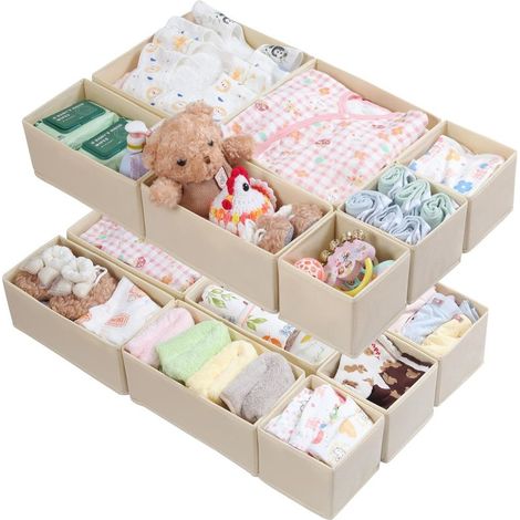 Set mit 14 Schubladeneinsätzen, Vliesstoff, faltbar, waschbar, für Malm- und TYSSEDA-Kommoden, Kleideraufbewahrung (1/5)