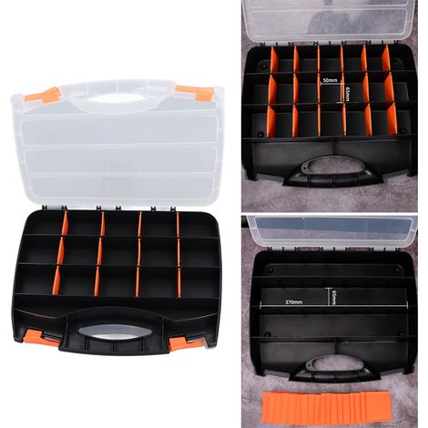 Tragbare Aufbewahrungsbox für elektronische Bauteile mit Fächern für Schrauben und Kleinteile (unterteilte Teilebox) (1/5)