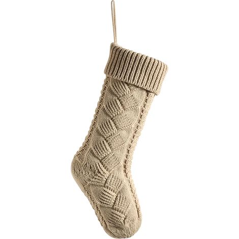Chaussette De Noël Tricotée - 46 Cm - Décoration De Cheminée Pour Fête Familiale - 1 Pièce (1/5)