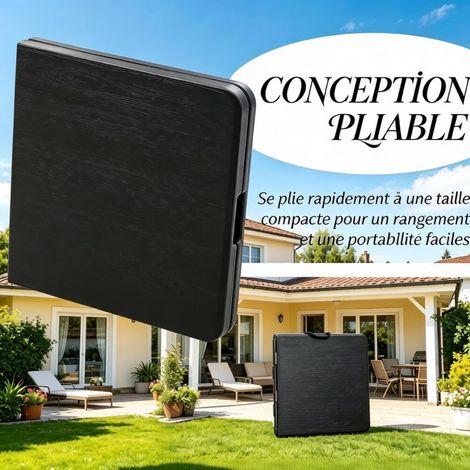 Table d'appoint pliante réglable en hauteur pour extérieur, portable, 118x60 cm, couleur gris foncé et noir (1/5)