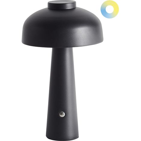 Lámpara de mesa moderna de hierro para interior con luz LED inalámbrica seta negra Agusan (1/5)