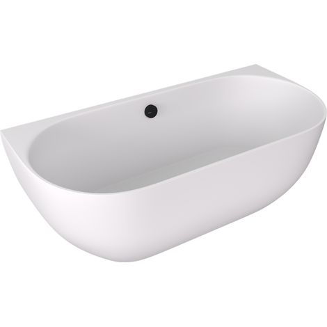 Baignoire murale PAGODA en fonte de marbre 170x85x58cm, blanc mat (1/2)