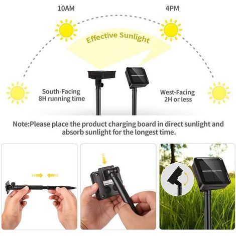 Guirlande Lumineuse Exterieur Lampe Solaire, 100LED 12M Étanche IP65 avec 8 Modes Eclairage (1/4)