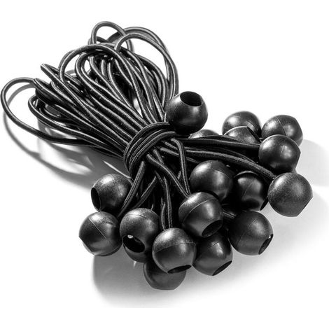 25 Tendeur Elastique Caoutchouc Professionnel avec Boule (Noir 195 mm) pour Tentes, Bâches, Affiches. Tendeur Bâche, Sangle Élastique, Support de Bâche, Caoutchouc de Bâche, Tendeur Caoutchouc. NPTERB (1/4)